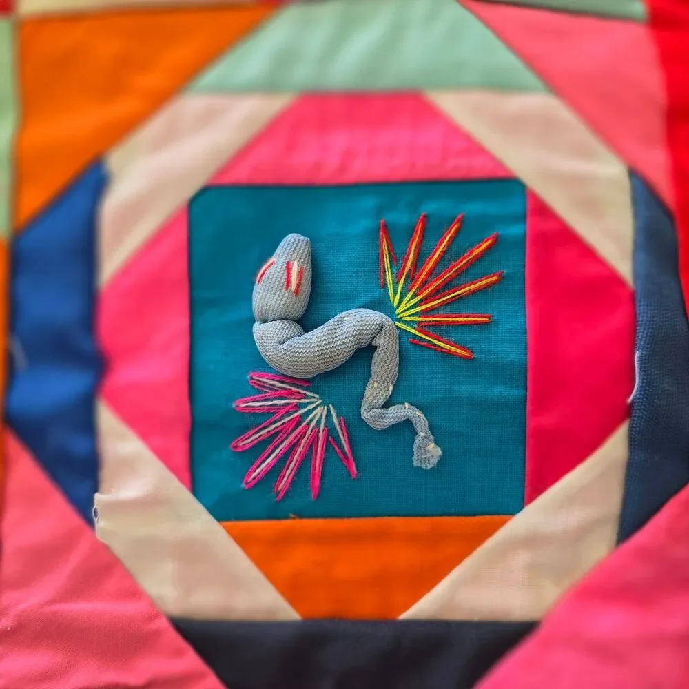 Vintage bai jia bei – a “one hundred families quilt” from Northern China.